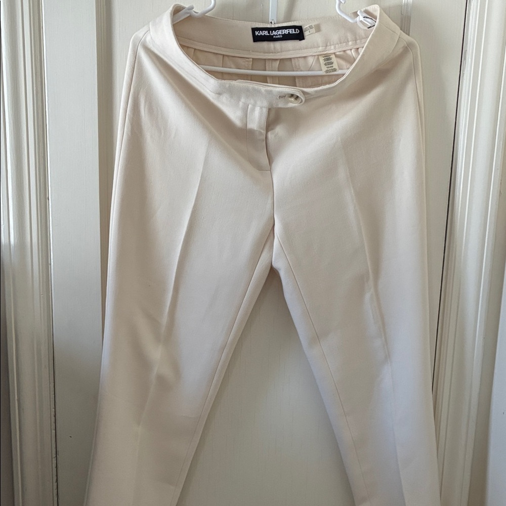 Karl Lagerfeld Elegant Cream Straight Leg Pants